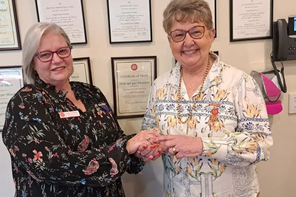 20 YEARS RECOGNISED: Lyn Fruedenstein was awarded by the Young Hospital Auxiliary. Photo: Supplied.