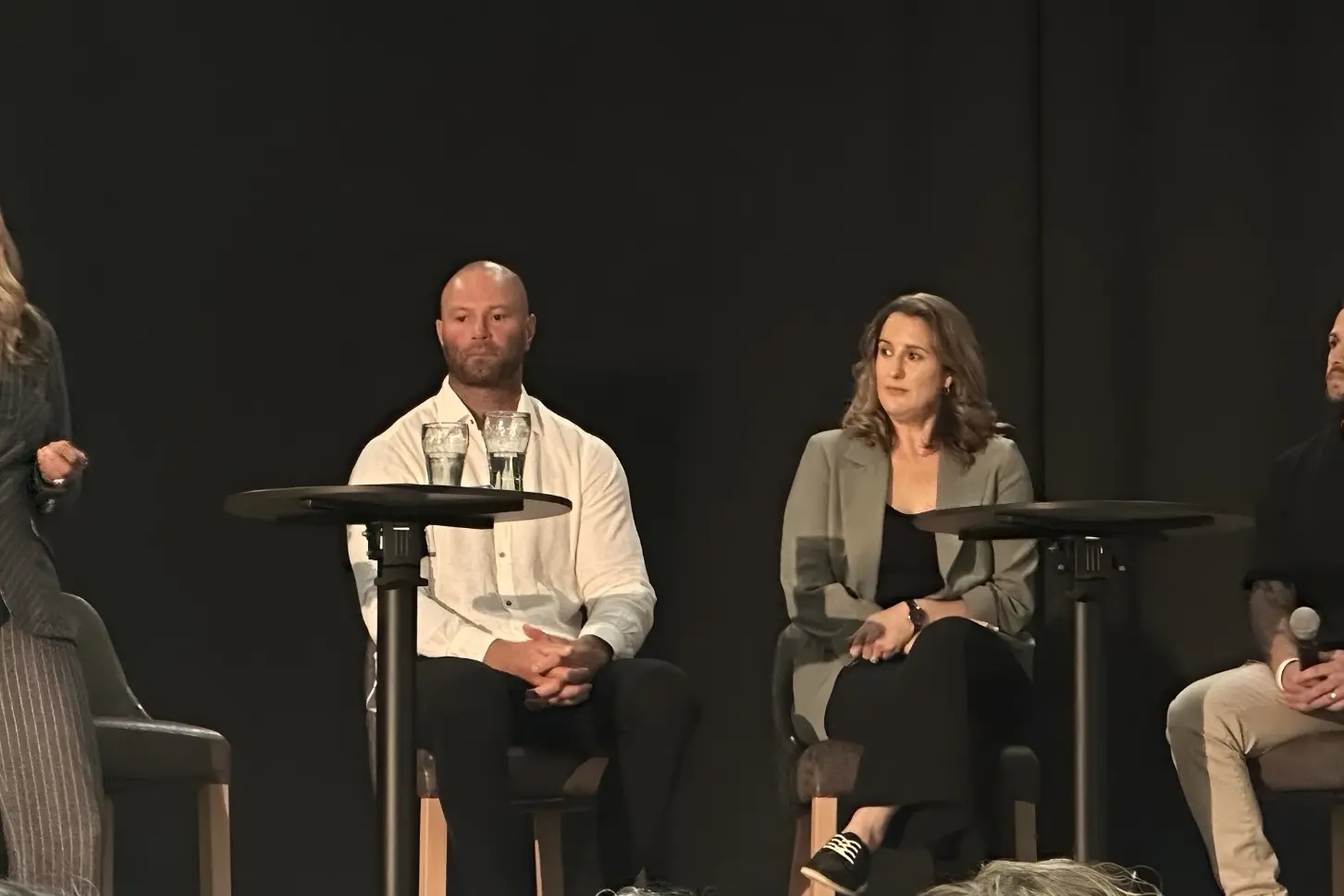 <p>Boyd Cordner with psychologist Edwina Planten and Rhys Cummins from Murrumbidgee Men\\u2019s Group. PHOTO: Cara Kemp</p>\\n