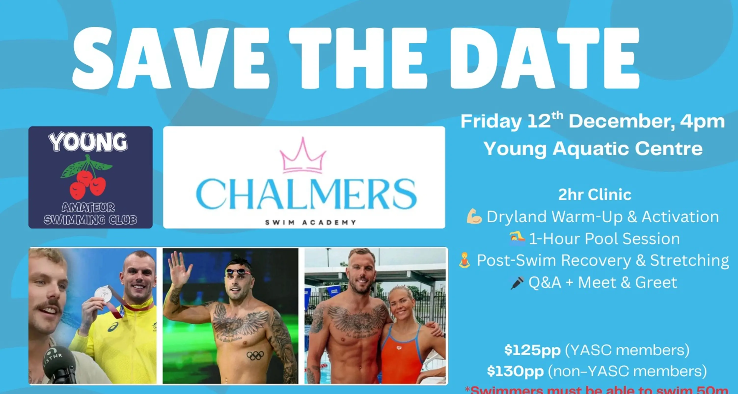 Kyle Chalmers clinic at YASC to be held