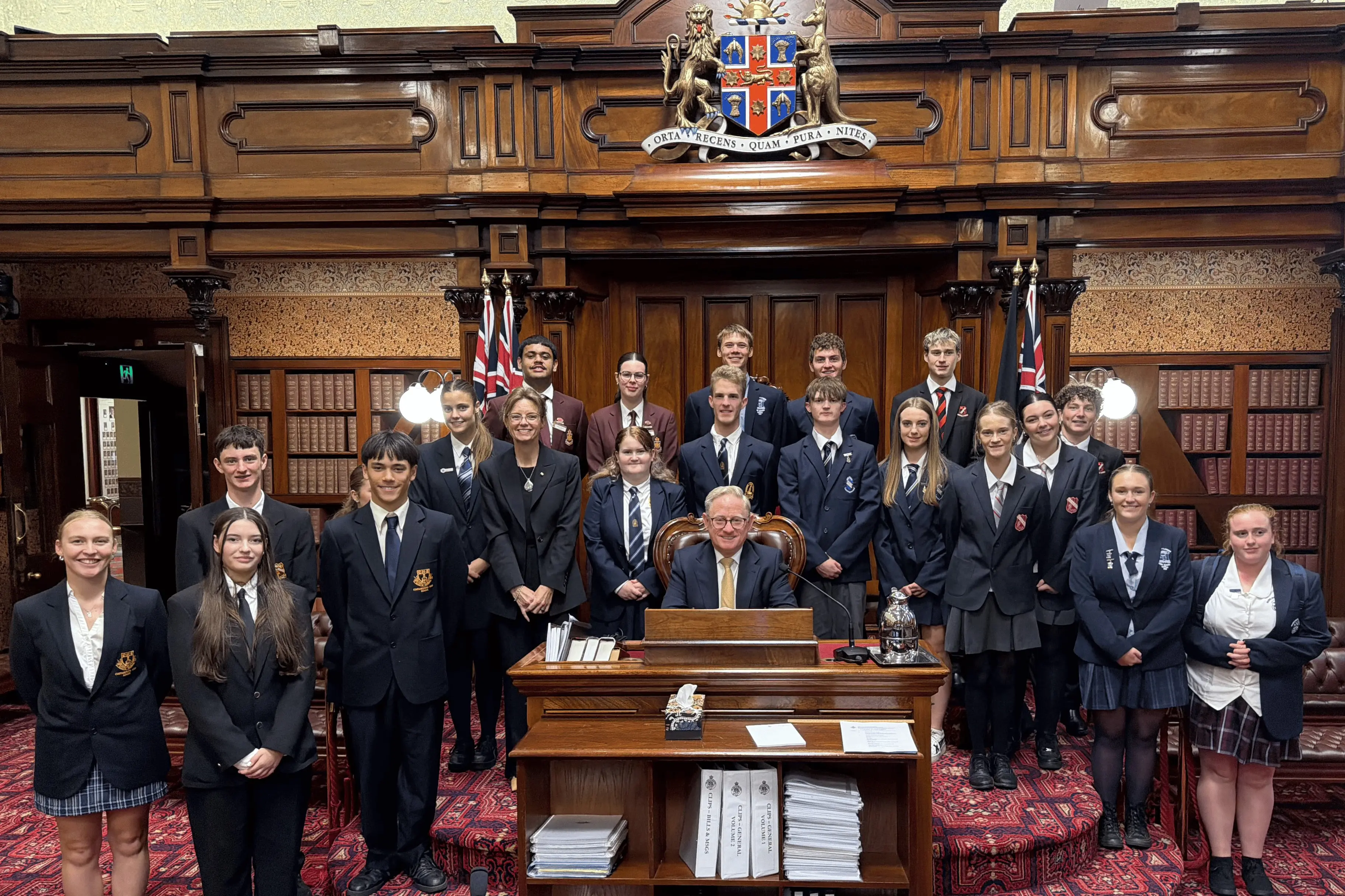 <p>Belle Riles and Mylee Taylor from Boorowa Central School were joined by student leaders from around the region at the Secondary Schools Student Leadership Program. PHOTO: Supplied</p>\\n