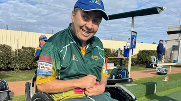 Brett Stanford bowls at state championships