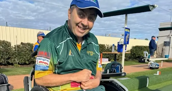 Brett Stanford bowls at state championships
