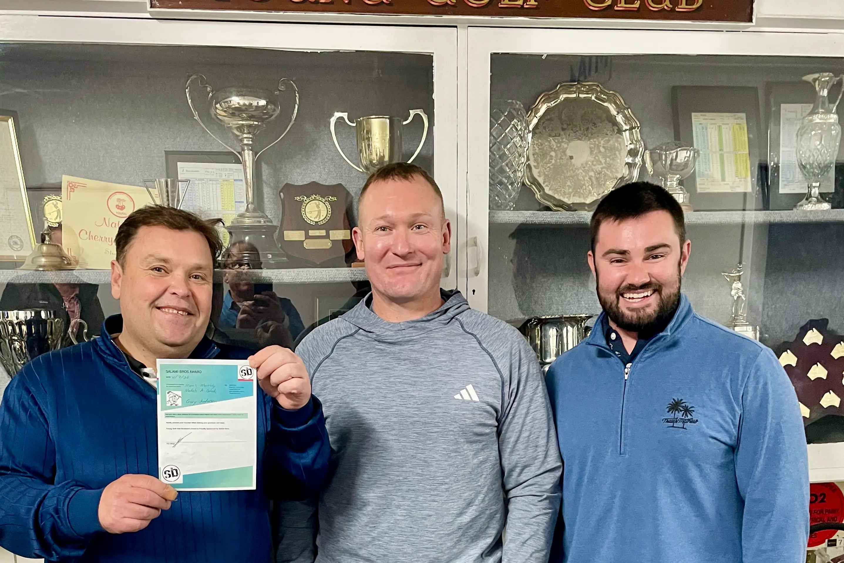 <p>Gary Anderson Salami Brothers winner with Cooltech Refrigeration & Air Conditioning medal winners Scott Nolan- A Grade and Tim Maloney- C Grade. PHOTO: Supplied</p>\\n