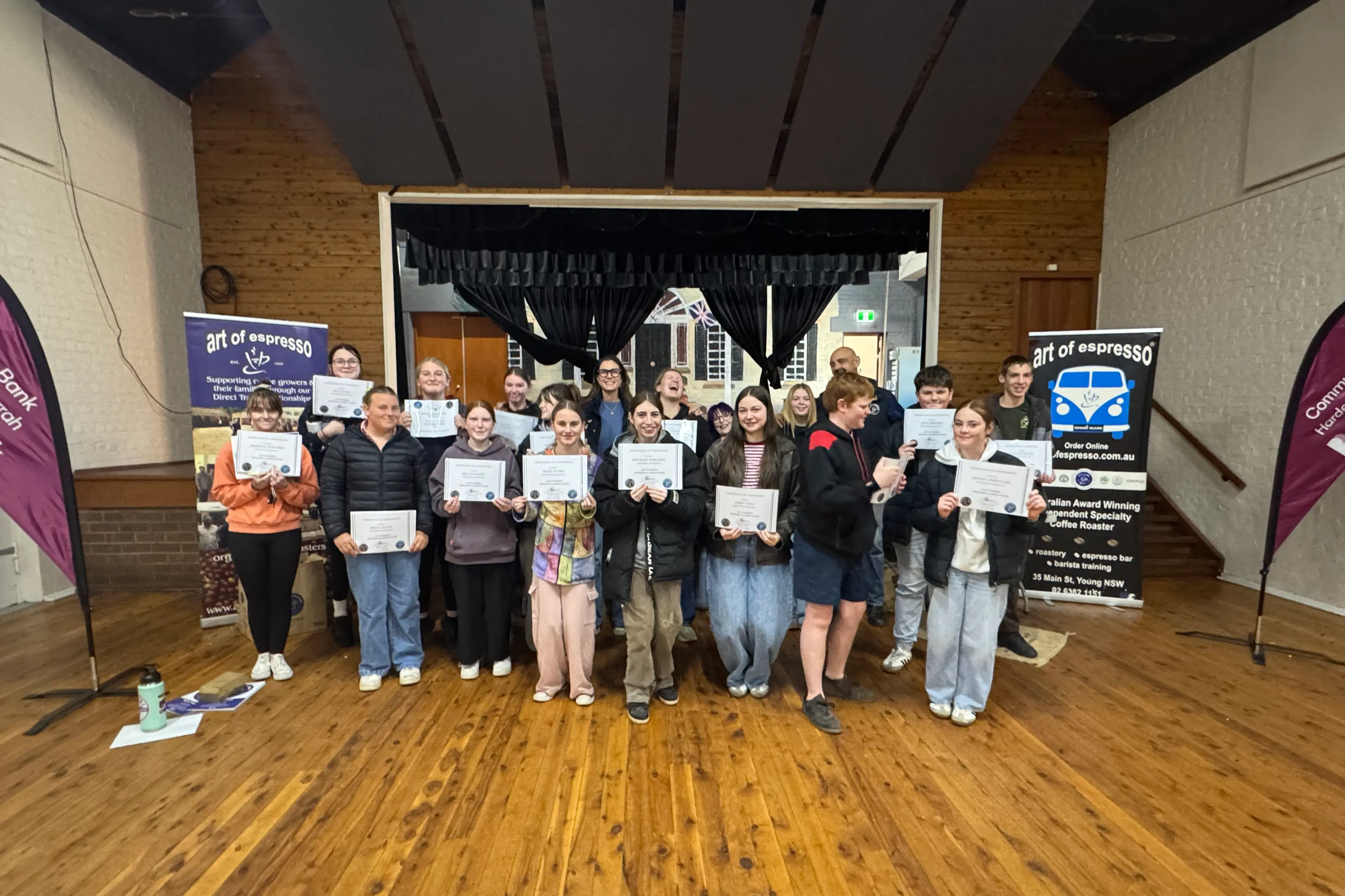 <p>Sixteen locals are now well on their way to pouring the perfect flat white after a fully booked barista course was held in Harden. PHOTO: Supplied</p>\\n