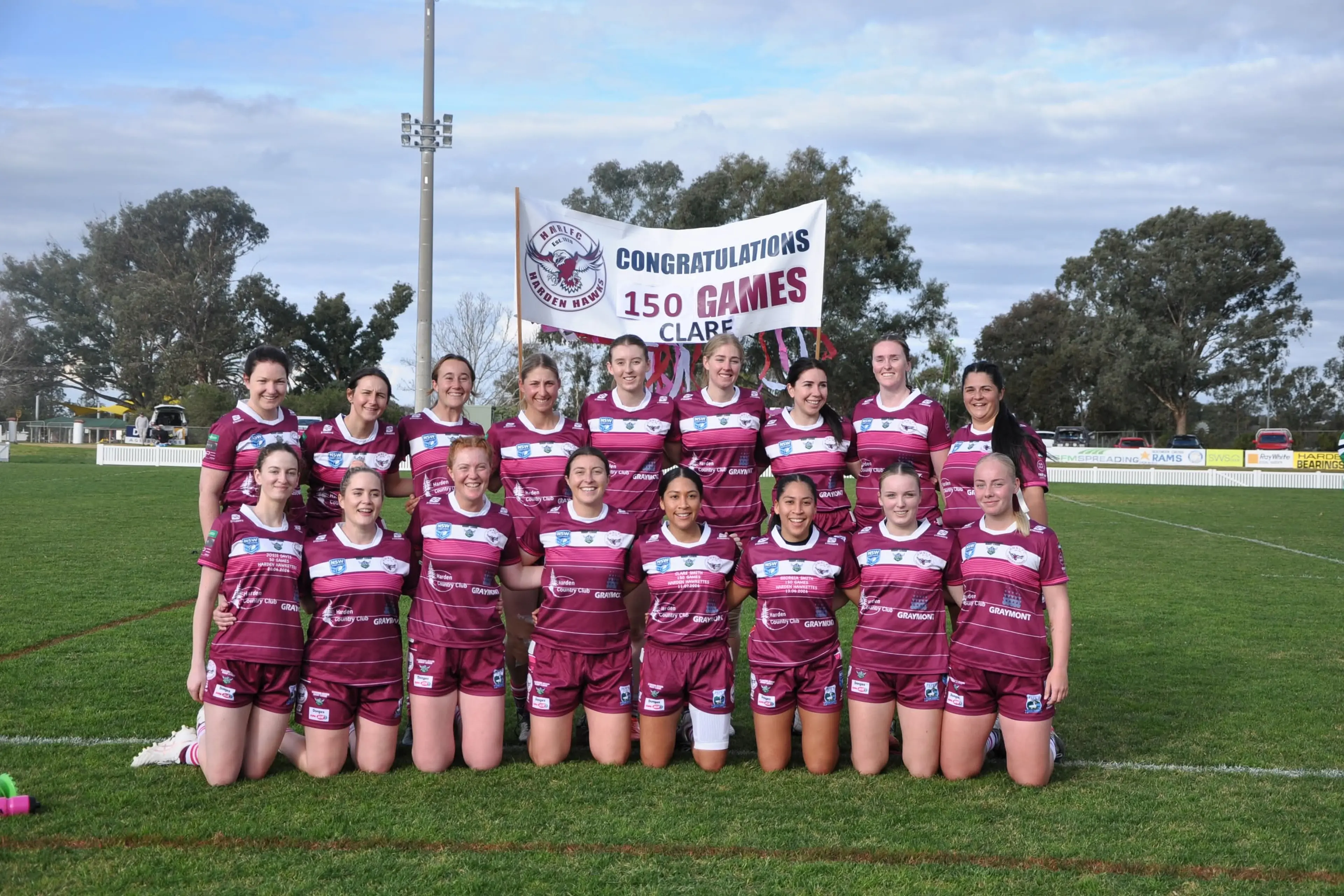 <p>Harden Hawkettes\\' Clare Smith has celebrated her 150th match with the club. PHOTO: Supplied</p>\\n
