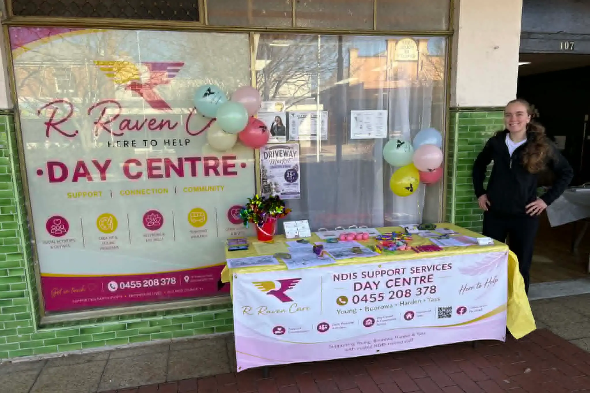 <p>Maddi Irwin outside R. Raven Care in Boorowa.</p>\\n