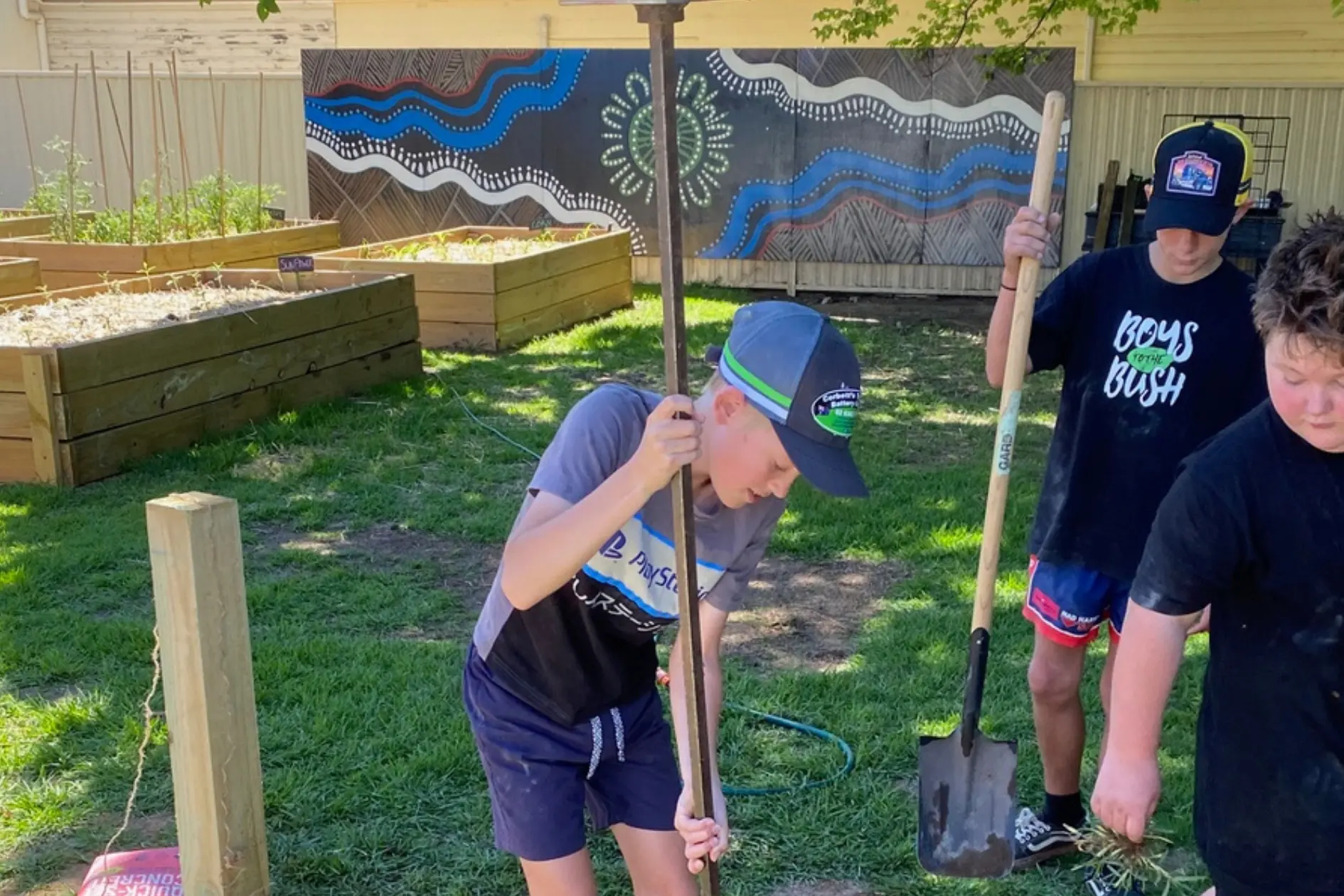 <p>Boys to the Bush participants have helped build the Young Community Garden from the ground up, learning practical skills while creating something they can be proud to share with their community. PHOTO: Supplied</p>\\n