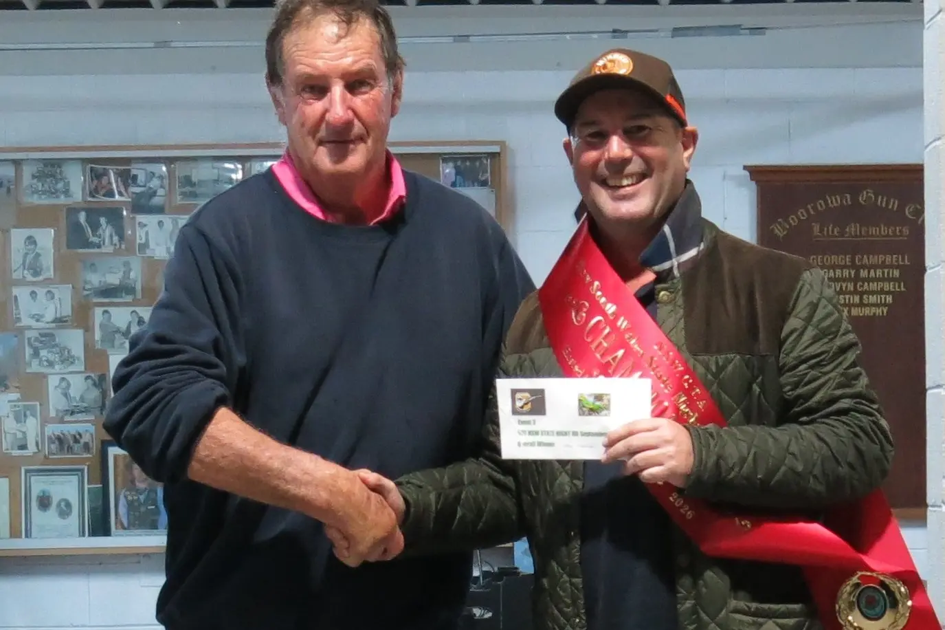 <p> Geoff Mason with NSW State Night 50T DB winner Greg Coleman from NSW Gun Club Sydney. </p>\\n