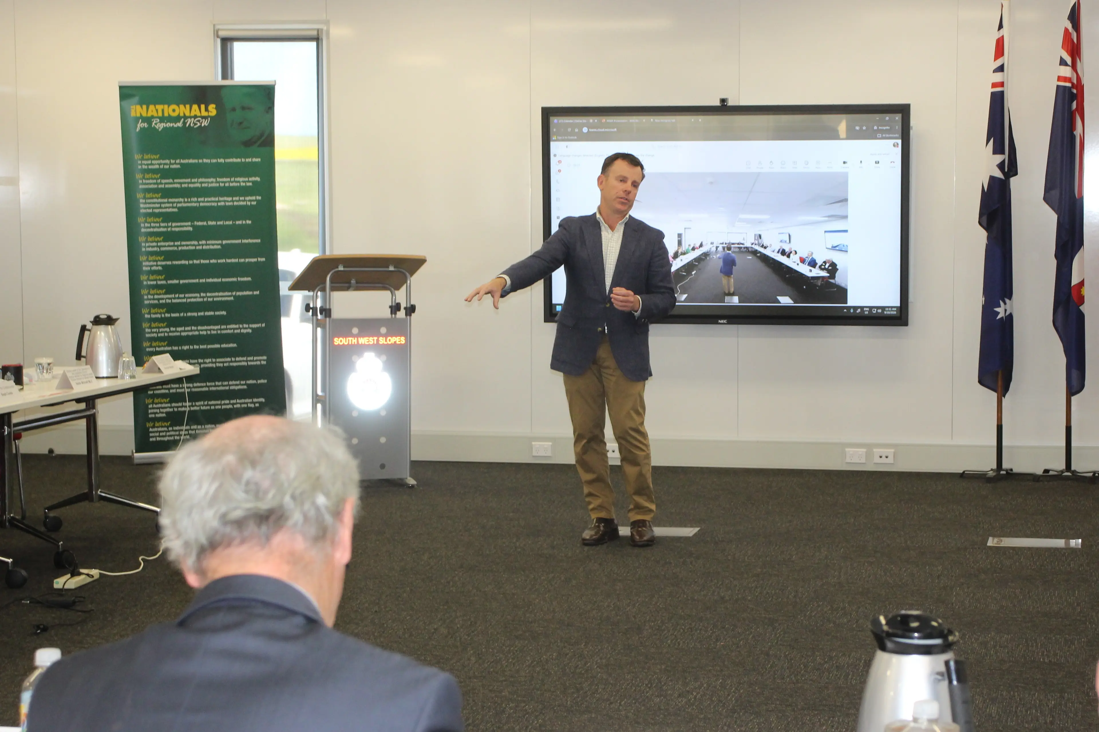 <p>Shadow Minister for Agriculture and the Prevention of Regional Crime, Brendan Moylan MP speaks at last Friday\\'s summit. PHOTO: Russ Haylock</p>\\n